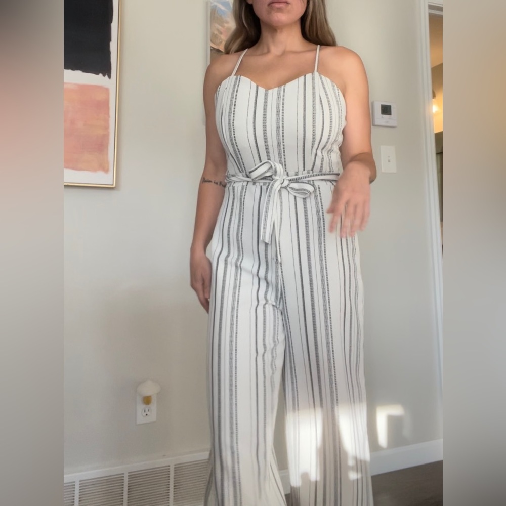 Pin stripe black and white jumpsuit